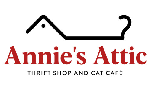 Annie's Attic logo thrift shop and cat cafe